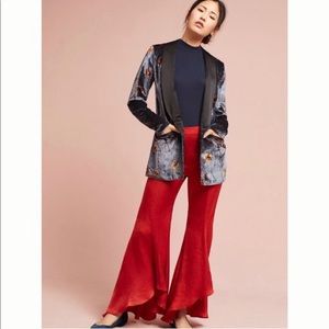 Anthropologie NWT Red Orange Satin Pants